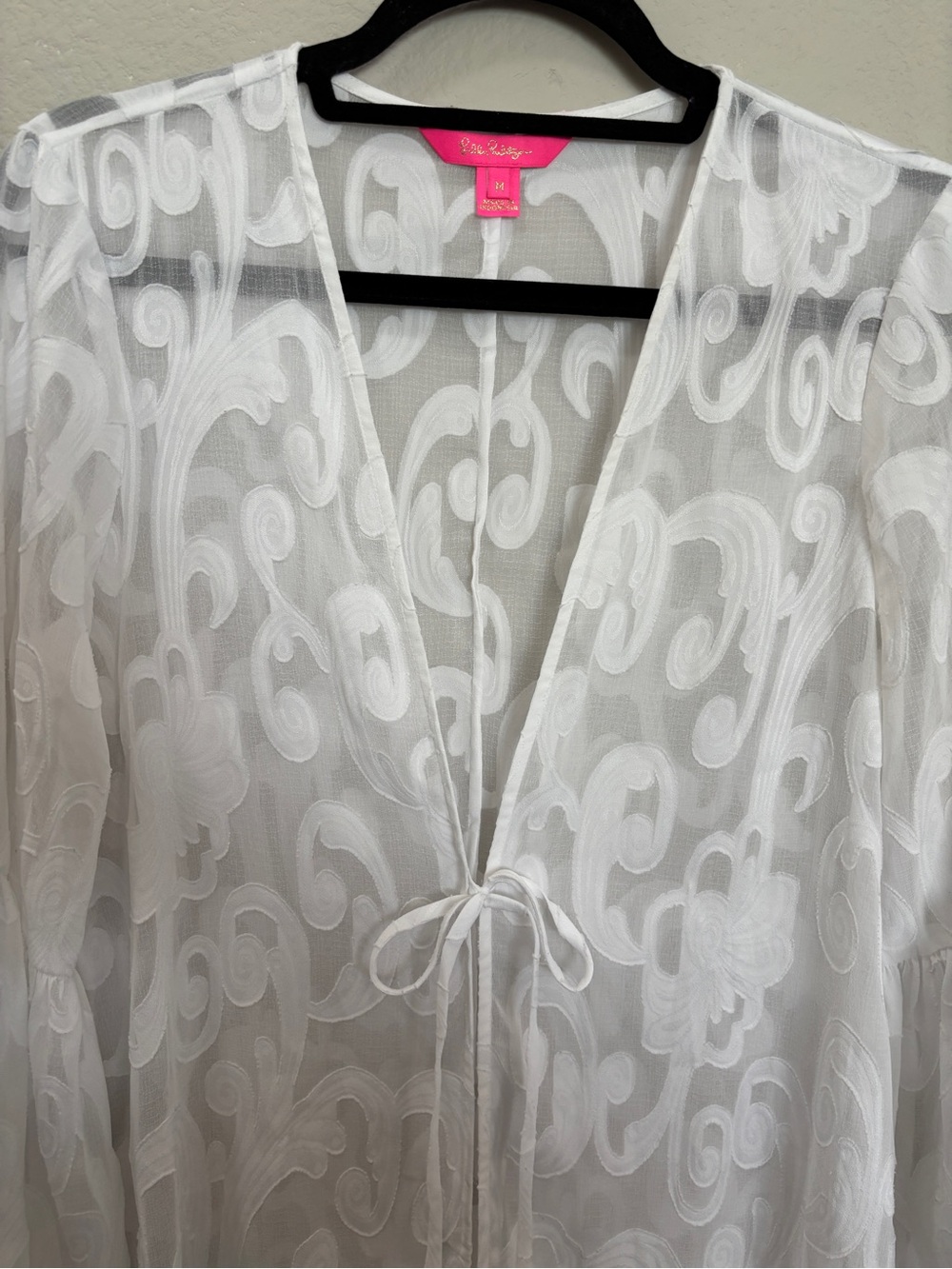 Lilly Pulitzer Floral Swirl Bell Sleeve Sheer Coverup Size Medium - Picture 3 of 8